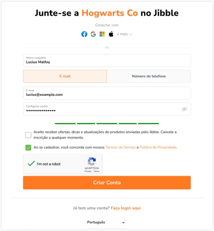 Entrando em uma organização pelo link direto